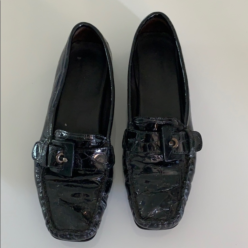 Stuart Weitzman black buckle loafers
